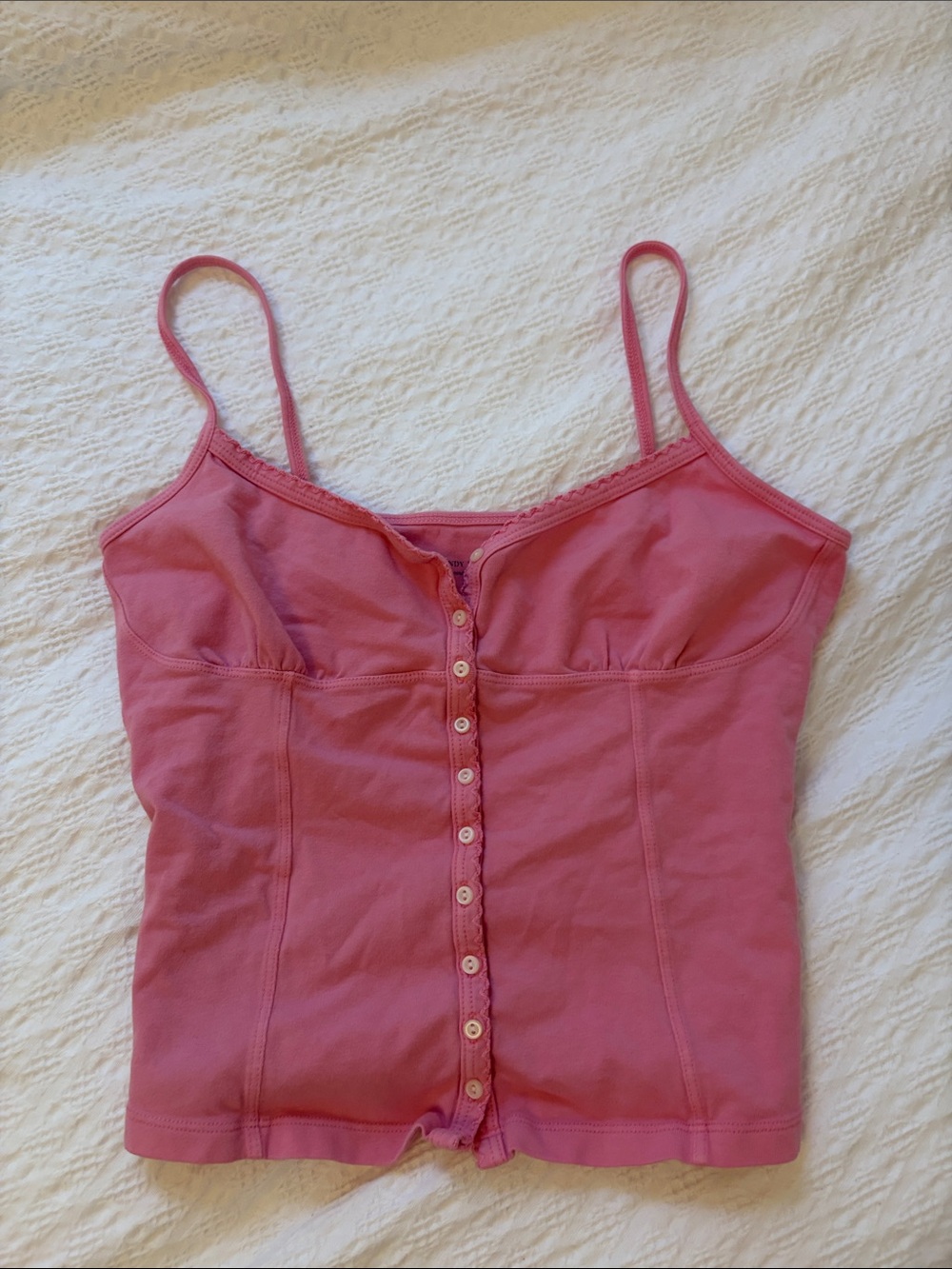Pink Button-Front brandy tank